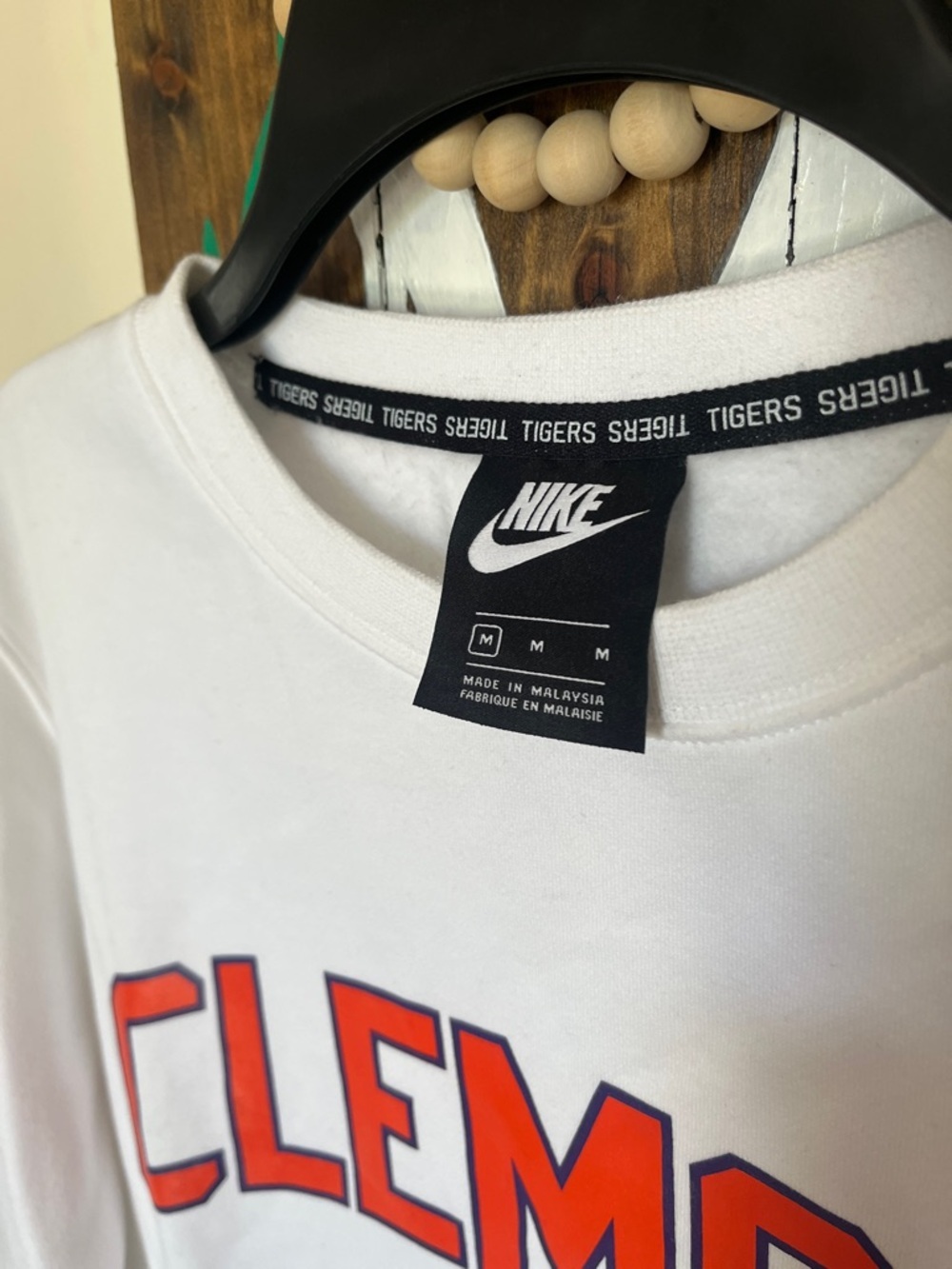 Clemson Nike White Crewneck Pullover Sweatshirt, Size M - Picture 5 of 6